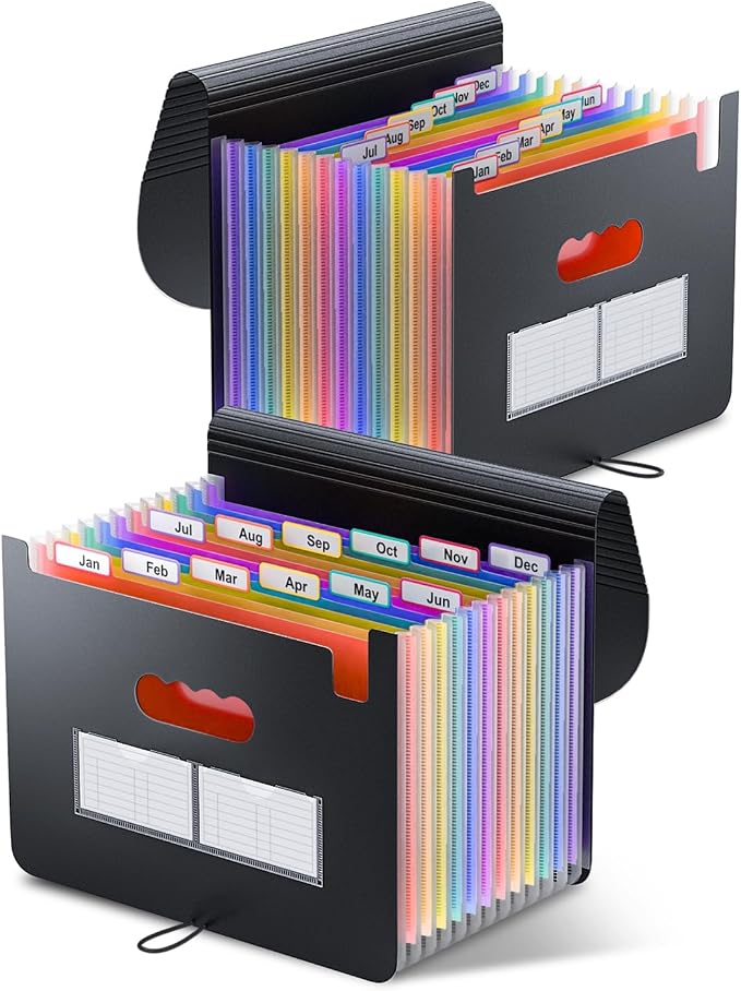 ThinkTex Accordion File Organizer, 12 Pockets Monthly Bill Receipt Organizer by ThinkTex