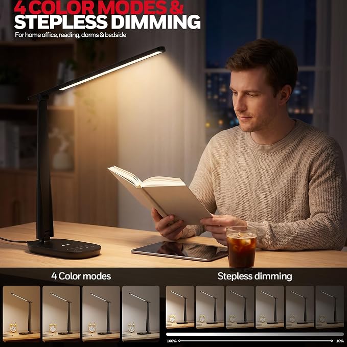 Honeywell LED Desk Lamp for Home Office, Eye-Caring Dimmable Reading Light - Image 3