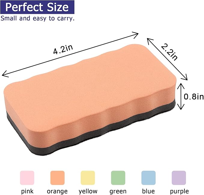 Tamaki 6 Pack Magnetic Dry Eraser Erasers 4.2'' x 2.2'', Wavy | Dry Erasers - Image 2