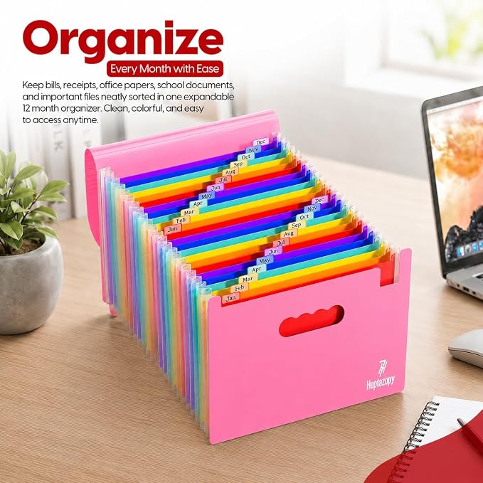 Accordion File Organizer, 26 Pockets Expanding Accordion Folder, A4 Letter Size - Image 2