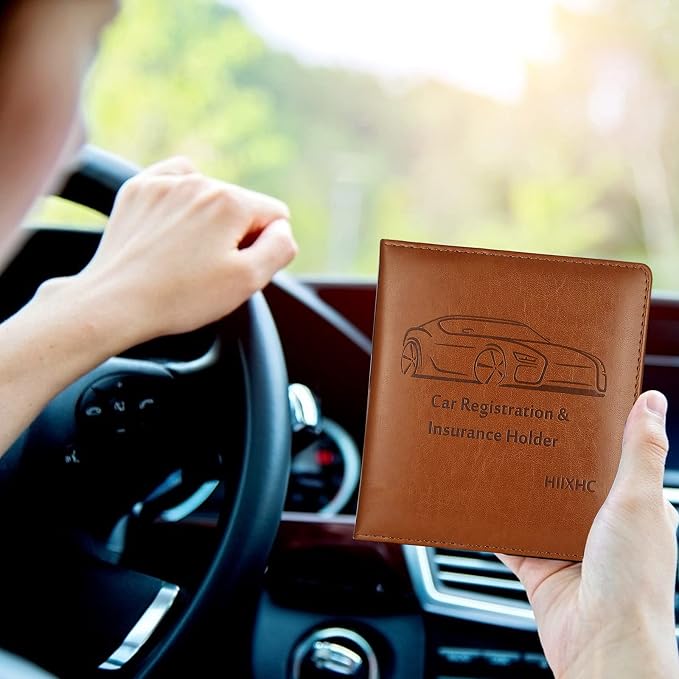 Car Registration and Insurance Holder, 5.5 x 5 Inch PU Leather Vehicle Glove - Image 6