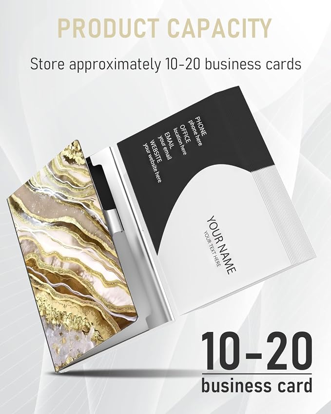 Business Card Metal Slim Organizer, Professional Stainless Steel Square Pocket - Image 2