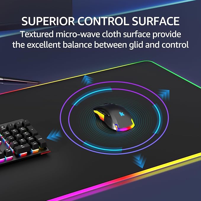 KTRIO RGB Large Gaming Mouse Pad, 35.4 x 15.7 in, RGB Black, XXXL | Smooth - Image 3