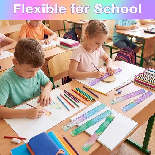 6 PCS 12 Inch Flexible Ruler, Soft Bendable Gradient Colored Rulers - Image 6