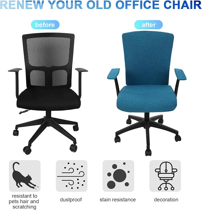 Tallew 4 Pcs Office Chair Covers Set Computer Universal Protective Stretchable - Image 3