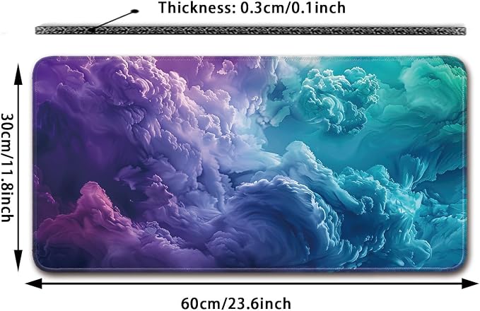 Keyboard Mat, Large Mouse Pad, Colorful Clouds - Image 2