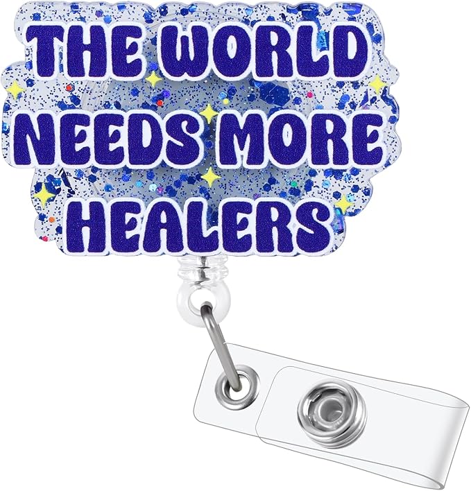The World Needs More Healers Funny Nurse Badge Reel, Cute Retractable ID Badge by LINAYOHA