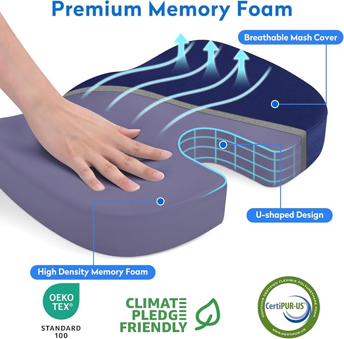 XXL Seat Cushion Office Car Seat Cushion, Memory Foam Cushion - Image 2
