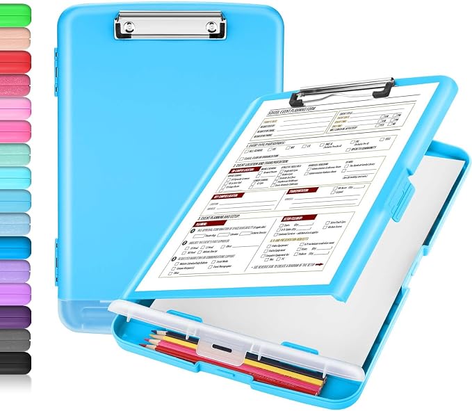 Sooez Clipboard with Storage, Clip Board 8.5 x 11 with Pen Holder, Plastic by Sooez