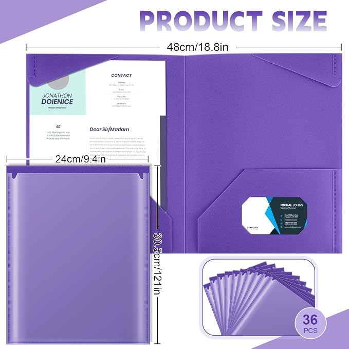 Henoyso 36 Pack Purple Plastic Folders - Image 2