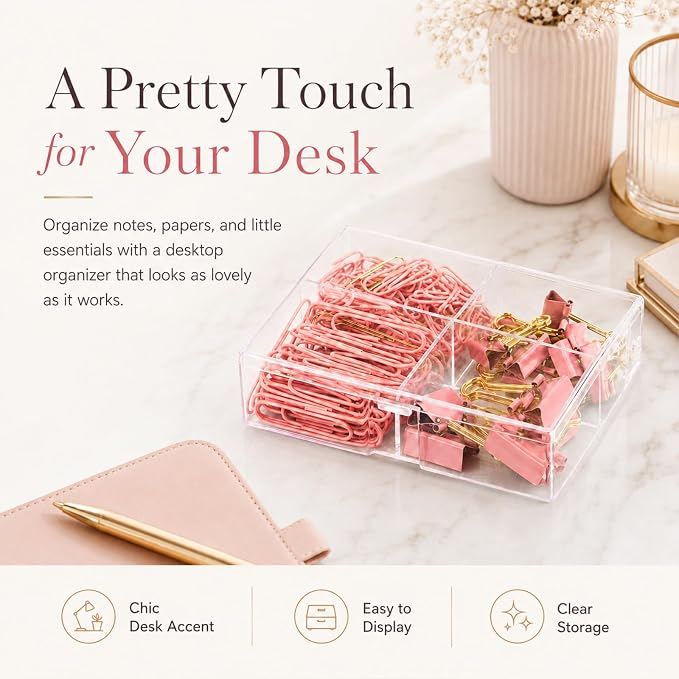 Pink and Gold Paper Clips Binder Clips Set - Image 7
