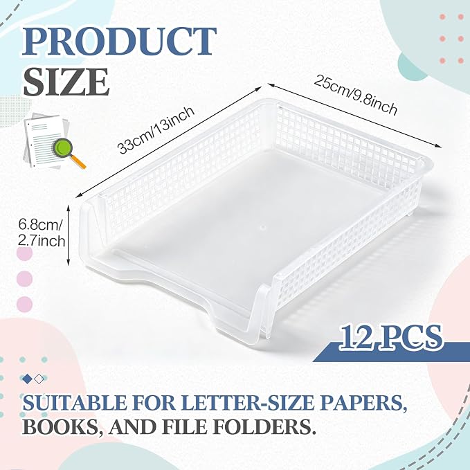 Geetery Set of 12 Turn in Trays Classroom Plastic Trays - Image 2