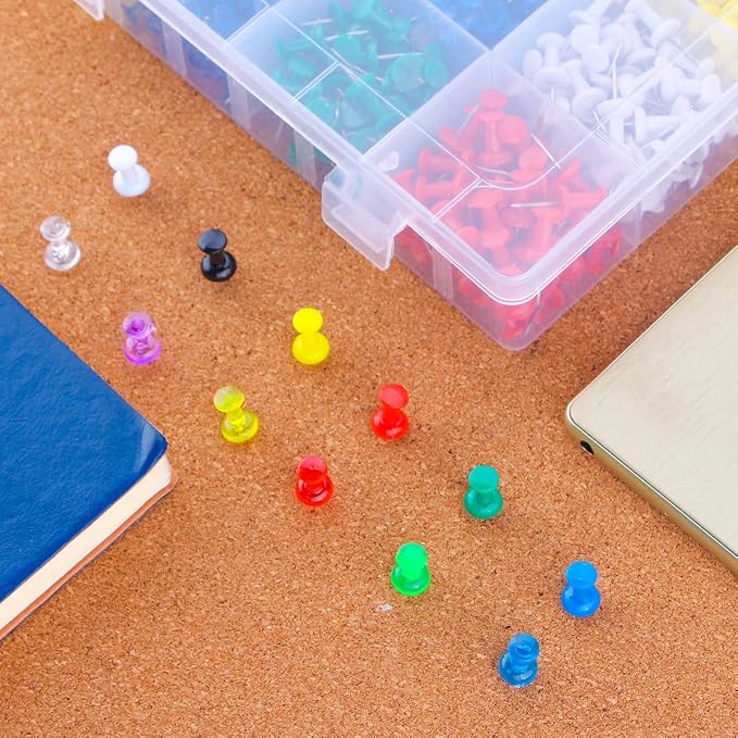 Push Pins Color Thumb Tacks 600-Count Standard Pins Steel Point and Colored - Image 4