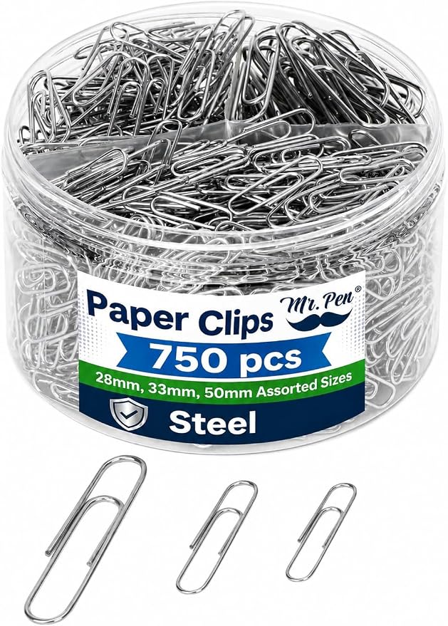 Mr. Pen- Silver Paper Clips, 3 Sizes, Medium and Large | Steel Paper Clips by MrPen