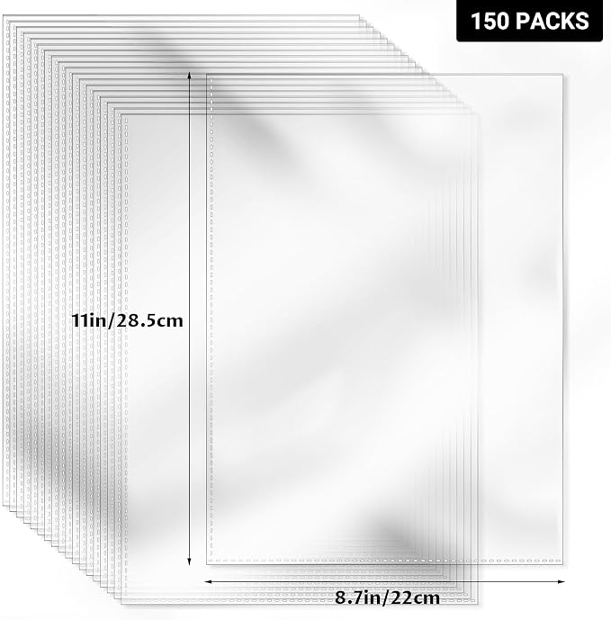 VOKOY 150 Pack No Holes Plastic Sleeves - Image 2