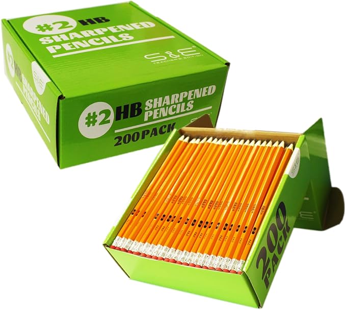 S & E TEACHER'S EDITION #2 Pencils, Pre-sharpened HB Lead Bulk Box – 200 Pack by SETEACHERSEDITION