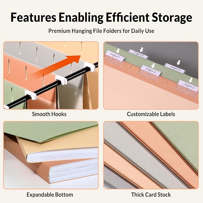 SUNEE Hanging File Folders, Pastel Colors - Image 3