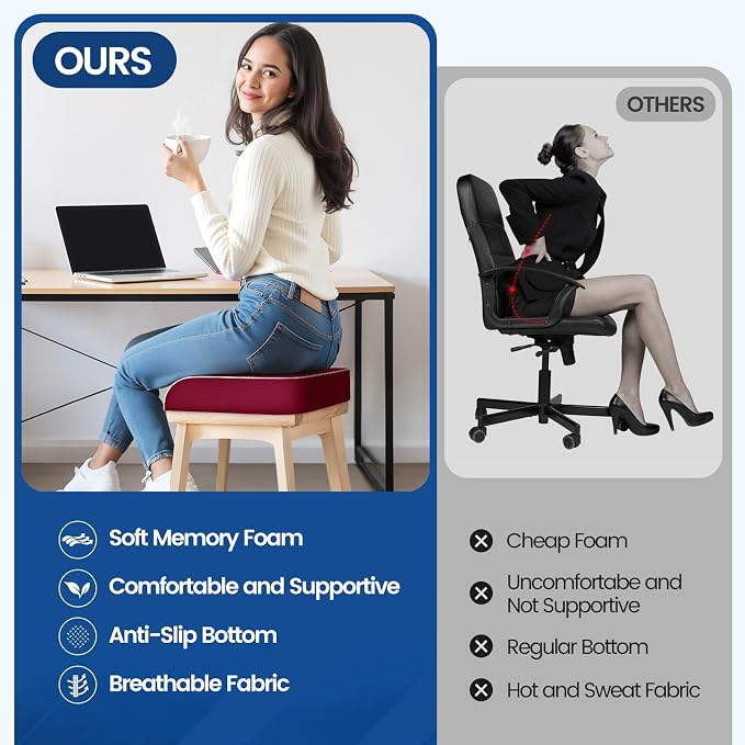 SweetSlubr Seat Cushion for Tailbone Pain Relief, Office Chair Cushion - Image 5