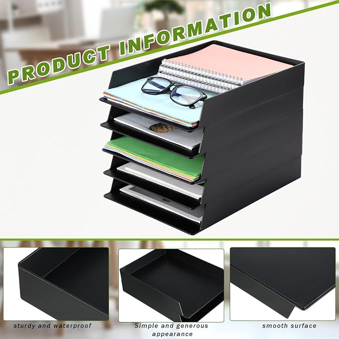 Wenqik 20 Pcs Stackable Paper Trays Rectangular Plastic Desk Holder Desktop - Image 3