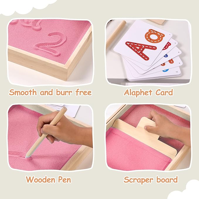 Montessori Sand Tray for Kids, Writing Play Sand Tray - Image 3