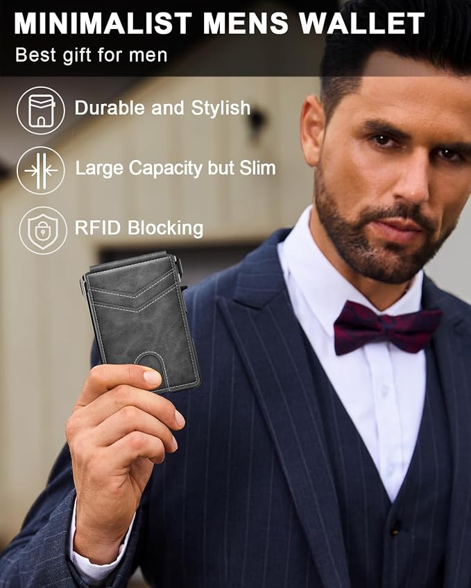 ZALVEX Wallet for Men, Mens Minimalist Wallet 9-13 Cards, Slim Compact Wallet - Image 8