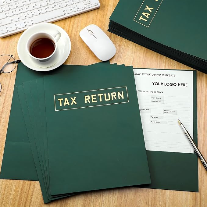 Kosiz 200 Pcs Tax Return Folders Bulk 9 x 12 Inch 2 Pocket Gold Foil Stamped - Image 3