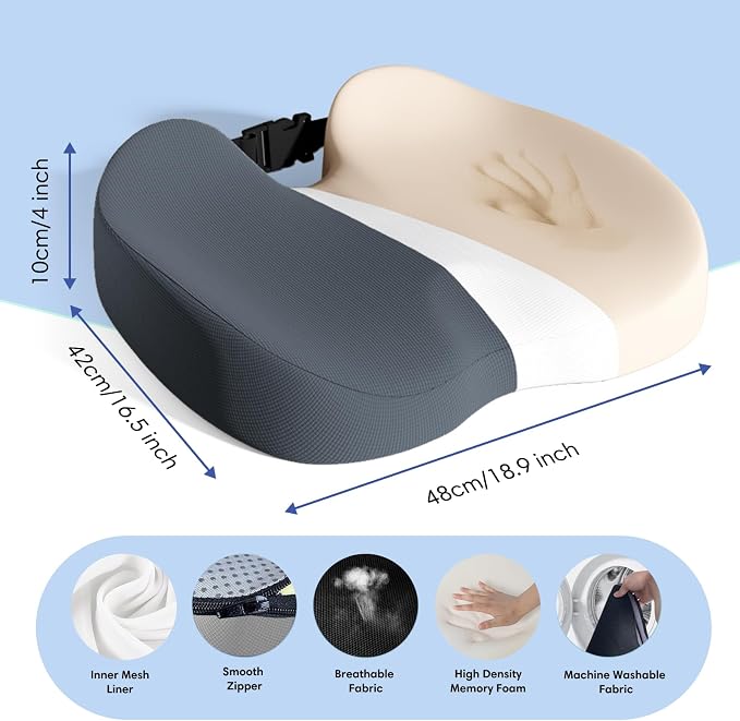 Large Memory Foam Seat Cushion for Office Chair, Truck & Wheelchair - Image 3