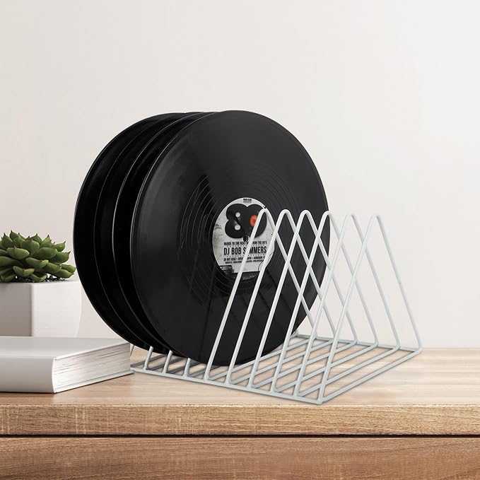 EASEPRES Vinyl Record Holder Storage, 9 Slot Metal Magazine Book Album Display - Image 6
