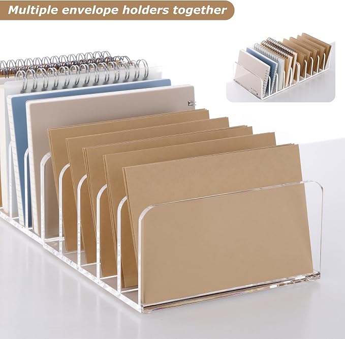 SANRUI Clear Desktop File Organizer, 5 Compartments Acrylic Office Document - Image 6