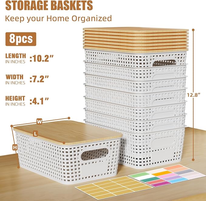 8 Pcs Plastic Storage Bins - Image 2