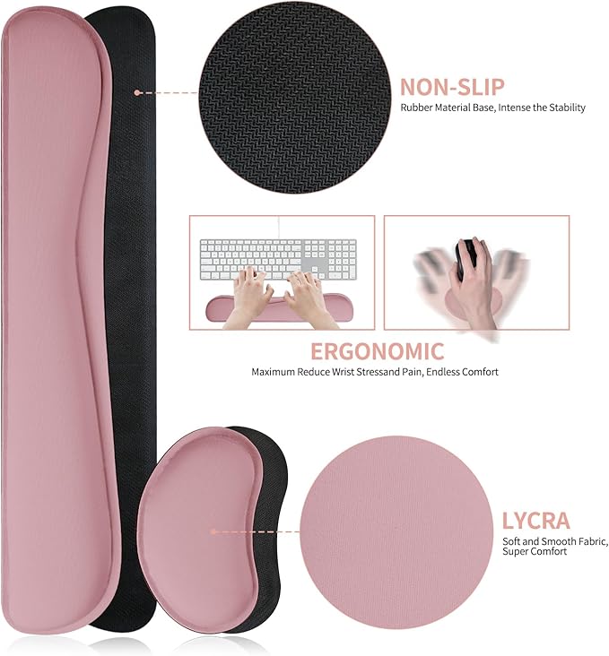 Mouse Pad and Keyboard Wrist Rest, 3-in-1 Large Keyboard and Mouse Pad Set - Image 5