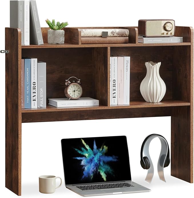 Nromant Desktop Bookshelf, Wooden Desk Storage Hutch by Nromant