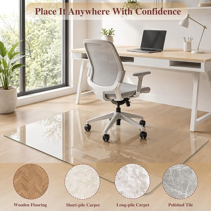 Tempered Glass Chair Mat for Carpet，30"x55" Office Mats for Rolling Chairs - Image 7