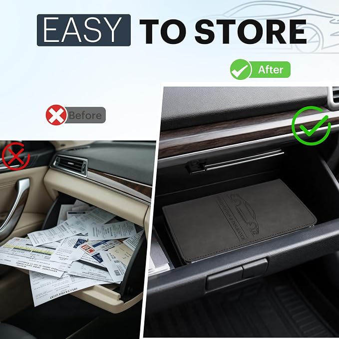 Car Registration and Insurance Card Holder, Magnetic Closure Leather Vehicle - Image 6