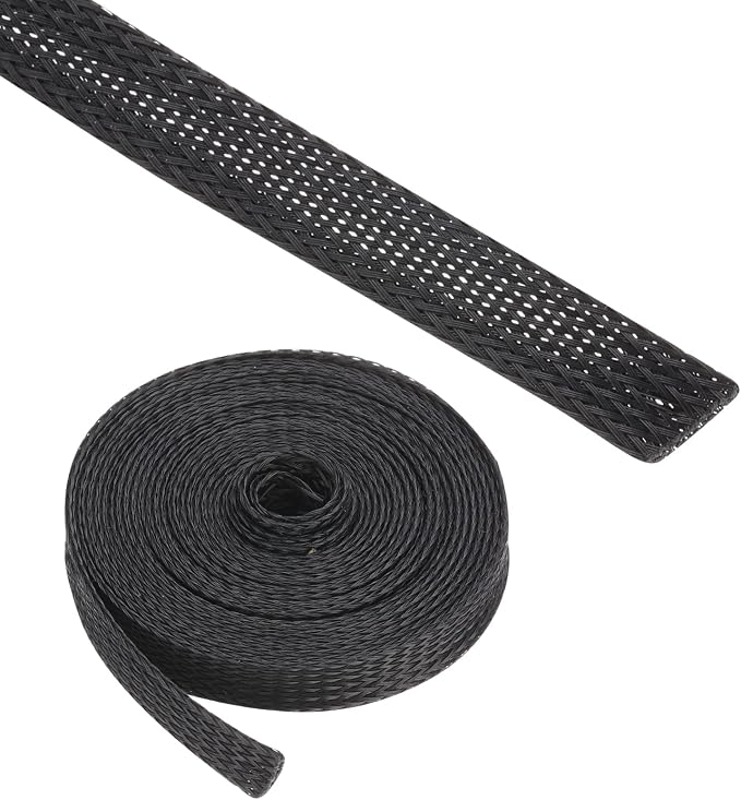 10ft PET Expandable Wire Loom 3/8 Inch, PET Braided Wire Sleeving Cable by Rebower