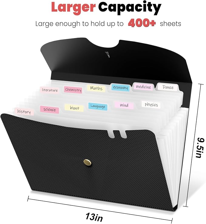 Sooez Expanding File Folder, 13 Pocket Accordion File Organizer, Monthly - Image 3