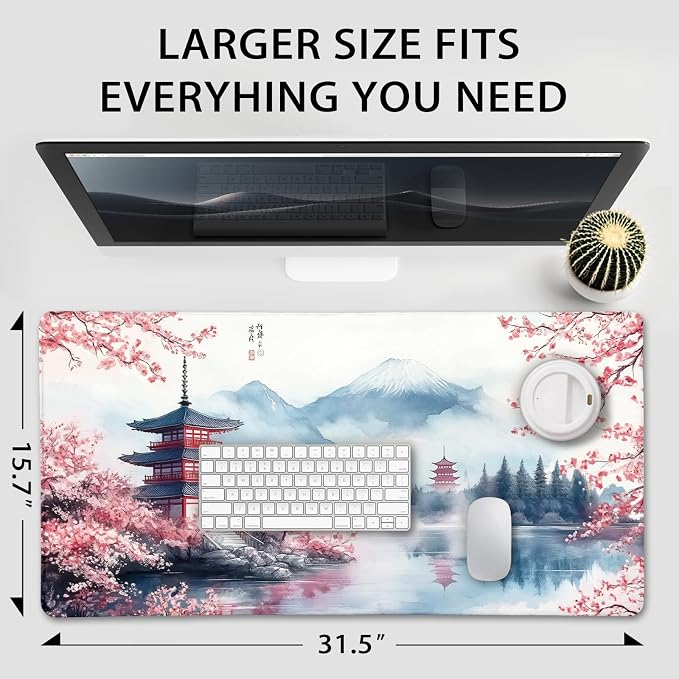 Japanese Cherry Blossom Large Gaming Mouse Pad 31.5"x15.7"｜ Mount Fuji Art XXL - Image 4