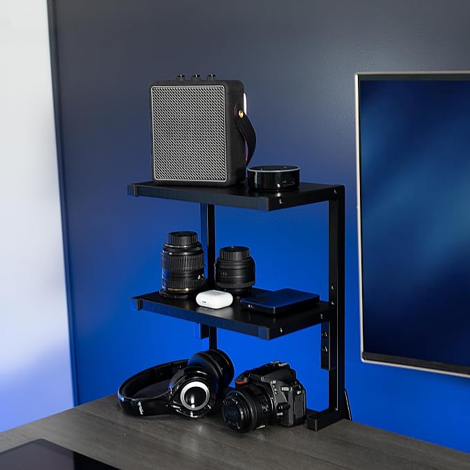 VIVO Clamp-on 13 inch Above or Below Desk 2-Tier Shelving Unit - Image 2