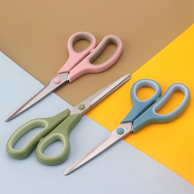 LONGKEY 8.5" Pastel Scissors 3-Pack, Ultra Sharp Stainless Steel, Soft Grip - Image 5