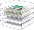 Tomorotec Desk Letter Tray Set, A4 Size Clear PET Stackable Document Organizer by Tomorotec