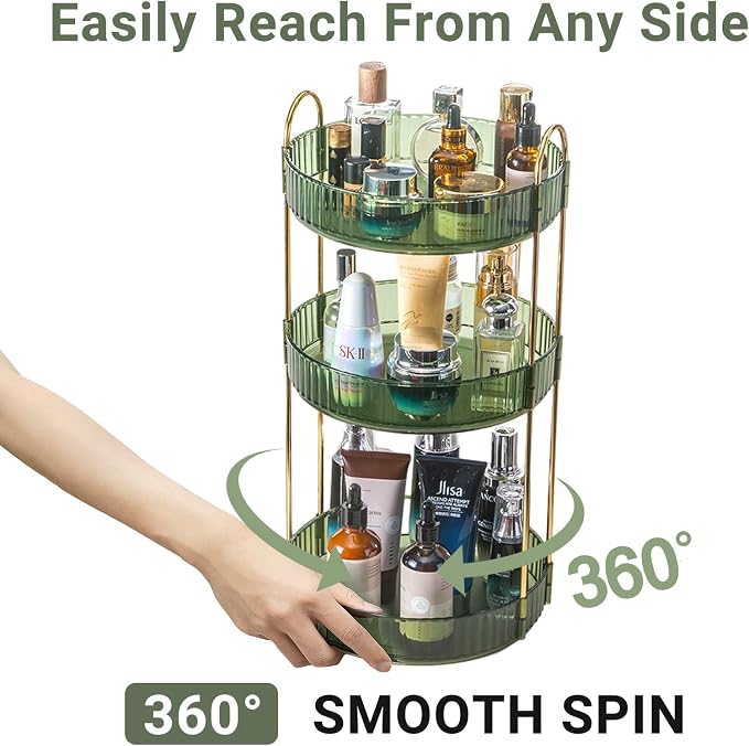 Asayuee 360 Rotating Perfume Organizer, 3 Tier Large Capacity Make Up - Image 3