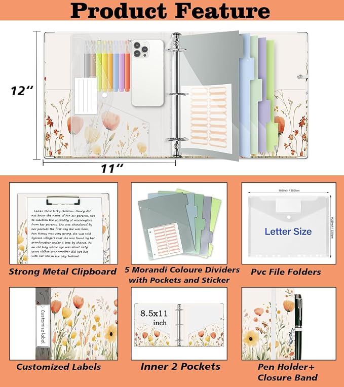 3 Ring Binder 2 Inch for 8.5"x11" Paper, Three Ring Binders - Image 2