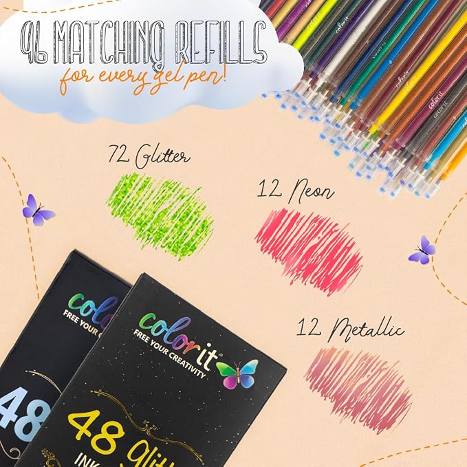 ColorIt Gel Pens Set for Coloring – 192 Pack - Image 6