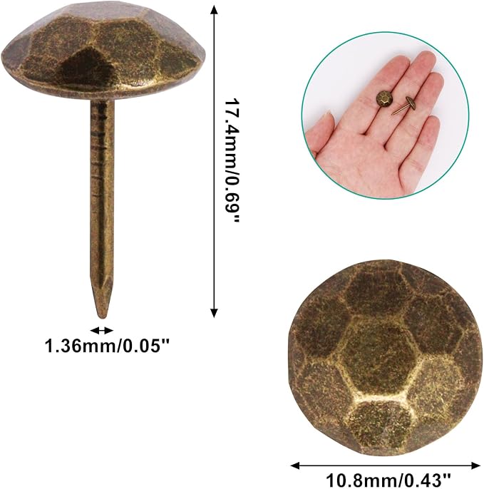 100pcs Upholstery Tacks, Metal Upholstery Nails - Image 2
