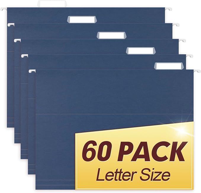 HERKKA Hanging File Folders, 60 Pack Reinforced Letter Size Hanging Folders by HERKKA