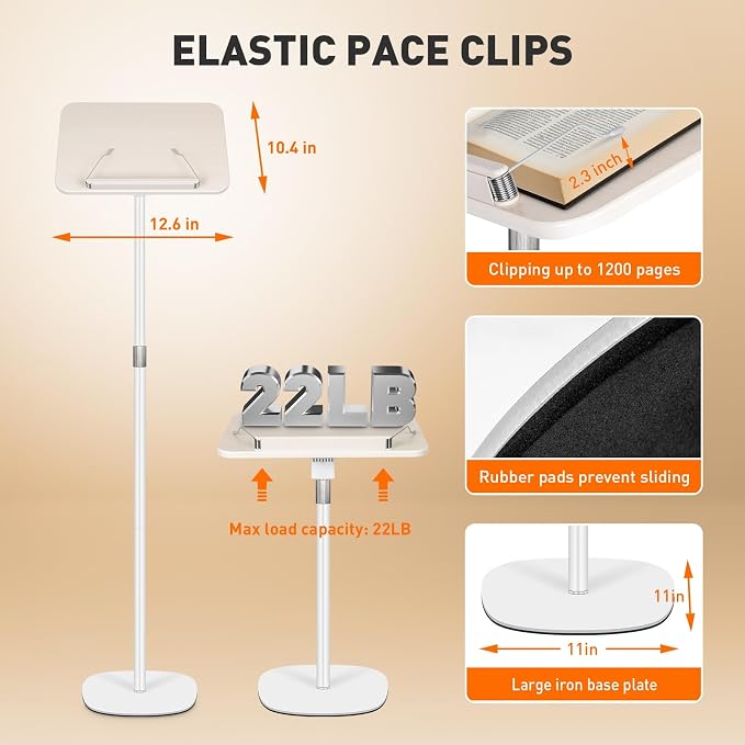 2-in-1 Floor Standing Book Stand, Foldable Book Holder - Image 4