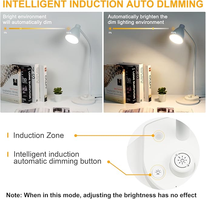 BOHON LED Desk Lamp with USB Charging Port, 3 Color Modes Dimmable, Auto - Image 6