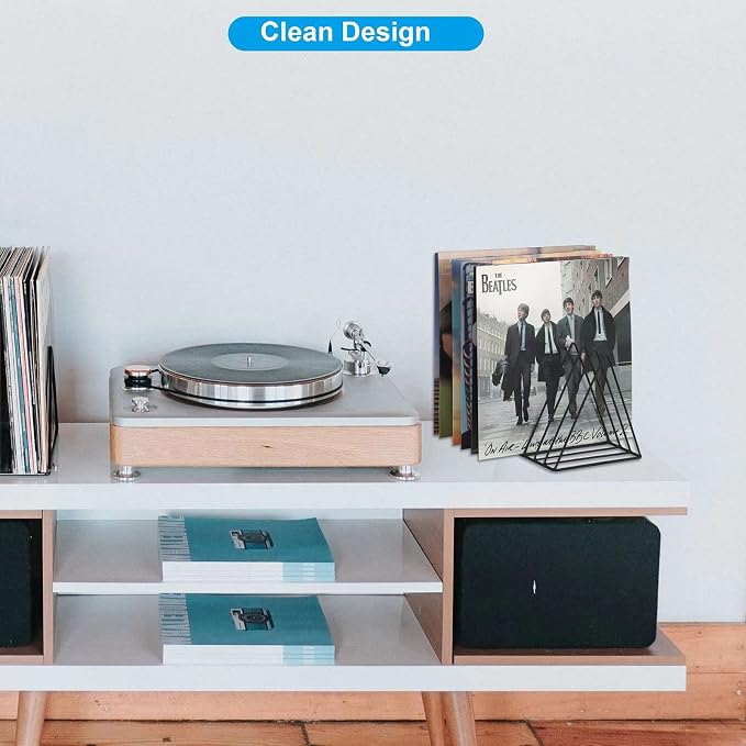 EASEPRES Vinyl Record Holder Storage, 9 Slot Metal Magazine Book Album Display - Image 2