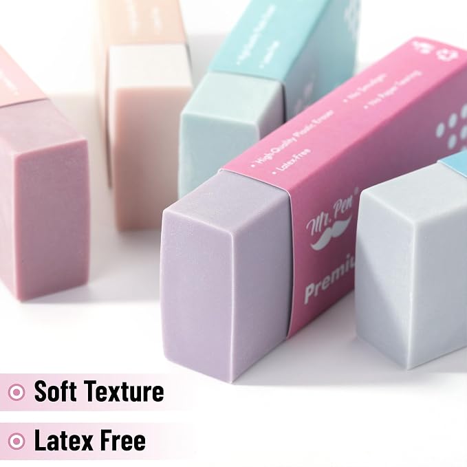 Mr. Pen- Pencil Eraser, 10 Pack | Large Latex Free Vinyl Block Erasers - Image 5