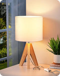 EDISHINE Small Cute Table Lamp, Wood Tripod Nightstand Lamp, Mid Century by EDISHINE